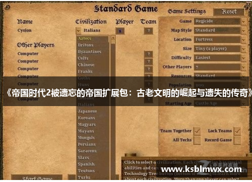 《帝国时代2被遗忘的帝国扩展包：古老文明的崛起与遗失的传奇》